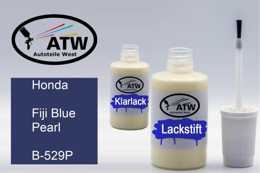 Honda, Fiji Blue Pearl, B-529P: 20ml Lackstift + 20ml Klarlack - Set, von ATW Autoteile West.